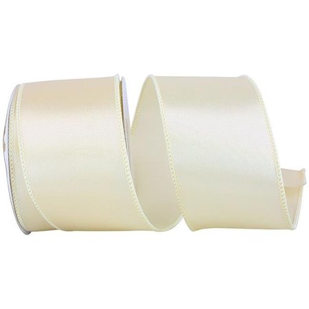 RELIANT RIBBON Reliant Ribbon 92575W-810-40F 2.5 in. Satin Value Wired Edge Ribbon; Ivory - 10 Yards 92575W-810-40F